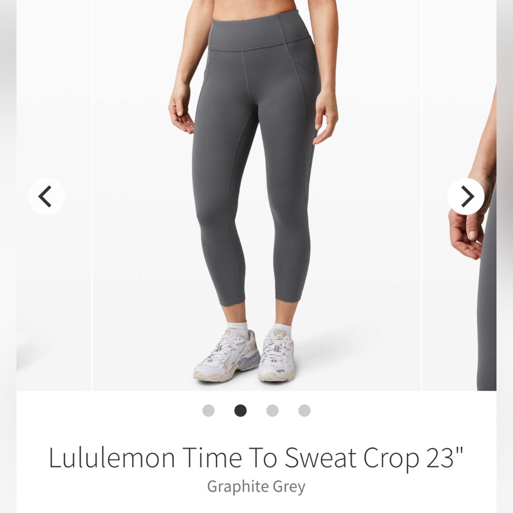Lululemon Time To Sweat Crop 23"'
Graphite Grey. Size 6. EUC